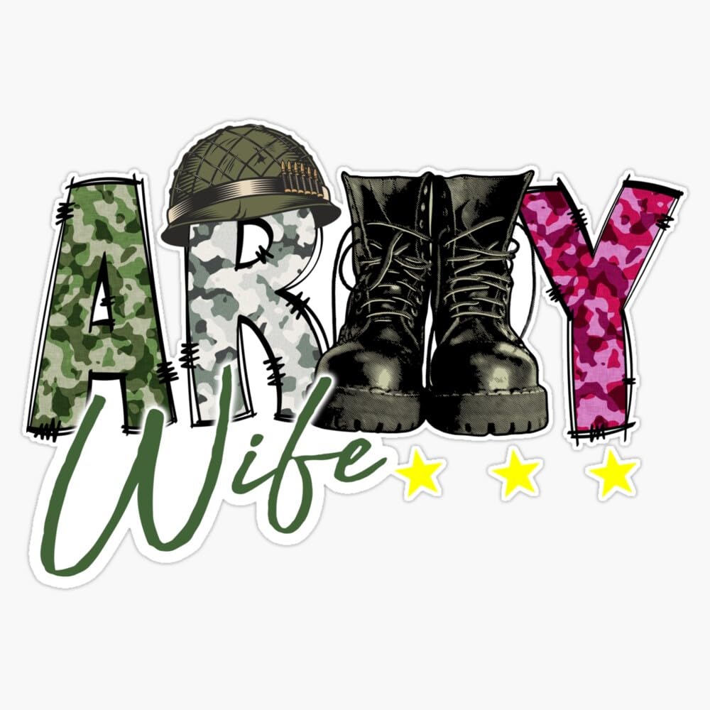 Army Wife Retro Vintage Leopard Soldier Boots And Army Hat Thank You Veterans Sticker Bumper Sticker Vinyl Decal 5"