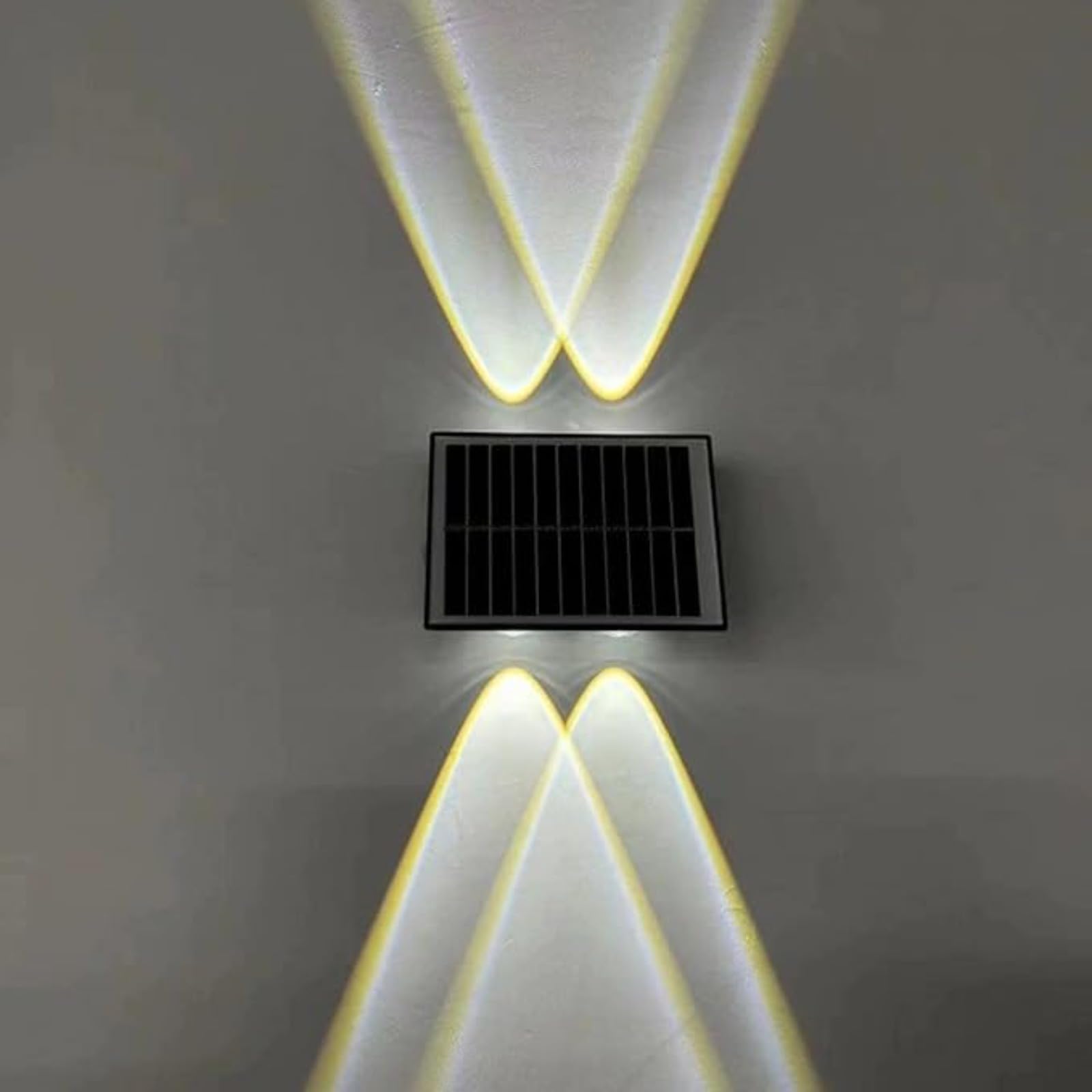 CH HIUBIE Solar LED Garden Lights Outdoor - Super Bright Up & Down Fence Lighting, Waterproof Durable, Energy Grade A+++, Easy Install (White Lihgt,4 Led Lights(1 Pack))