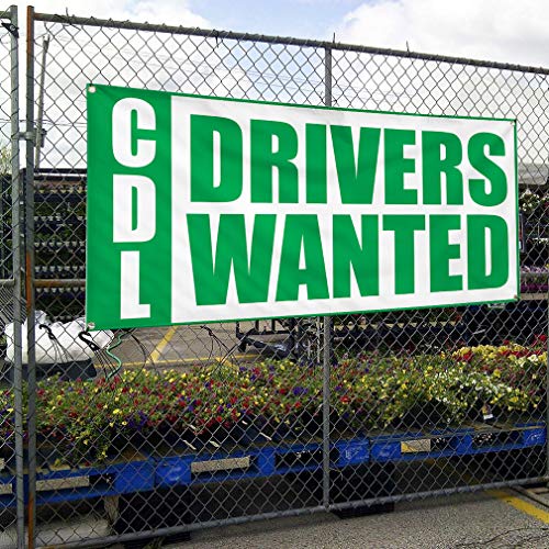 Vinyl Banner Multiple Sizes Cdl Drivers Wanted Auto Car Vehicle B Business Outdoor Weatherproof Industrial Yard Signs White 6 Grommets 36x72Inches