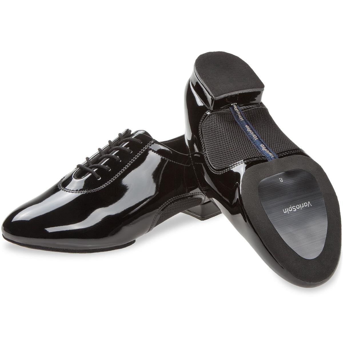 Diamant Herren Tanzschuhe 163-122-585 by Domen Krapez - Lack/Mesh Schwarz - Geteilte VarioSpin Hybid Sohle - 2 cm Standard Absatz - Made in Germany