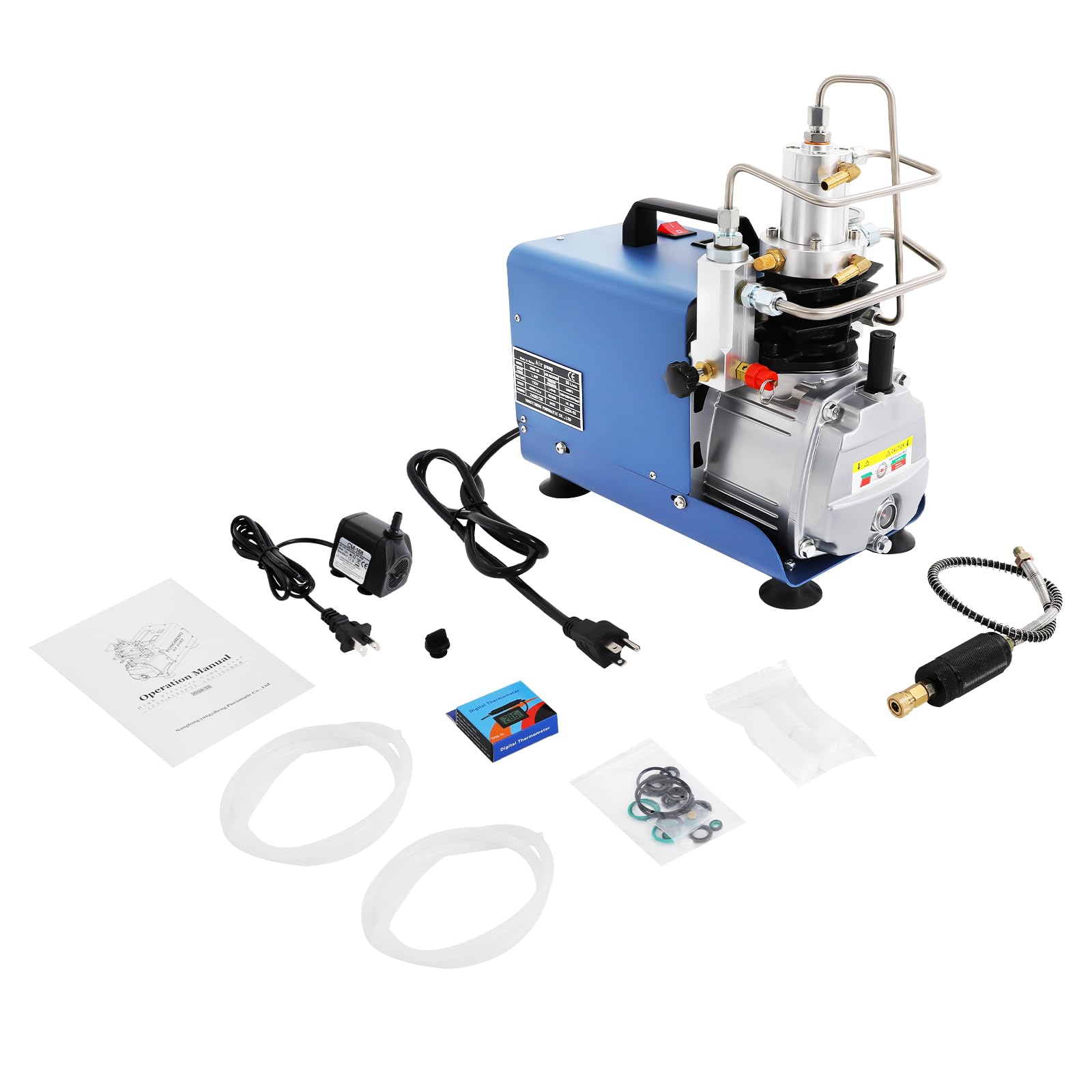 Elektryczna sprężarka powietrza, 1,8 kW, 2800 obr./min, przenośna, wysokociśnieniowa pompa powietrza, 220 V, 0-30 MPa, kompresor 10 A, dwustopniowa kompresja, pompa wysokociśnieniowa do wyszukiwania