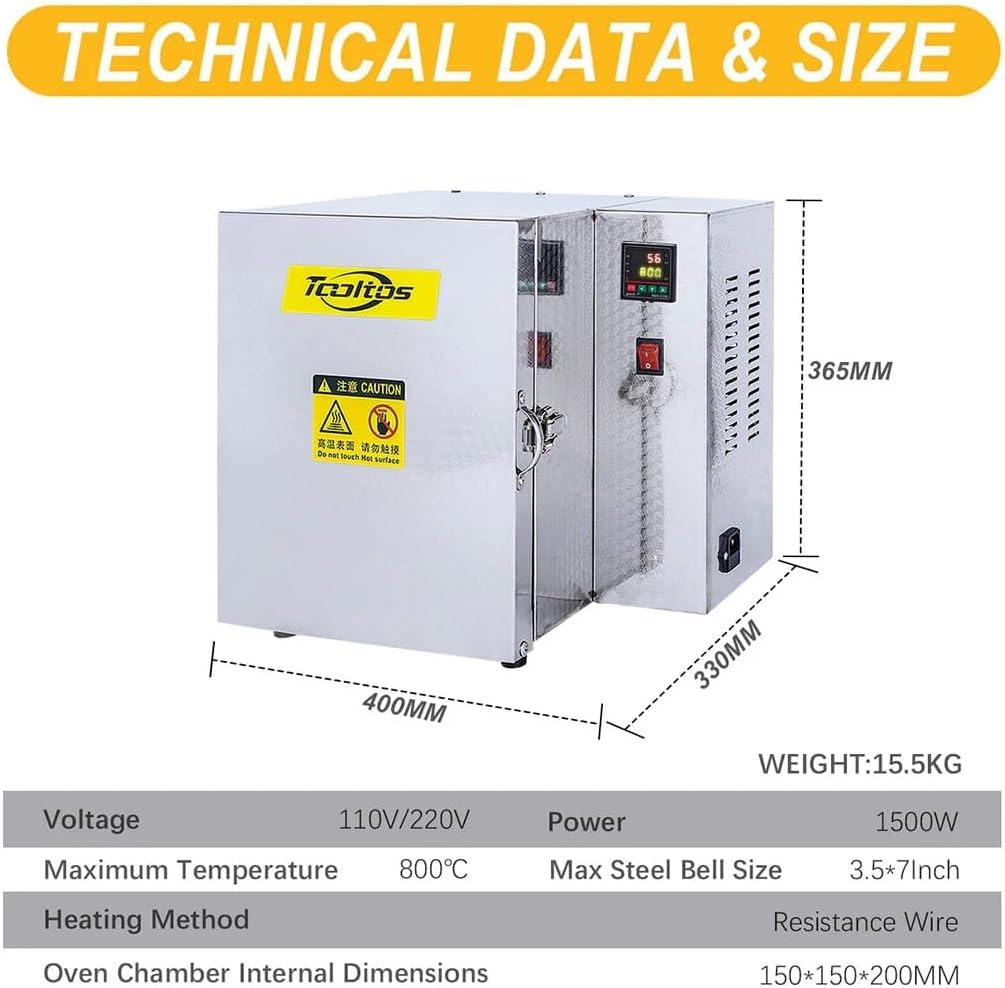 Digital Electric Kiln with Temperature Control, 7-Shelf Ceramic Furnace, White