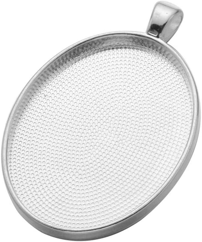 20pcs Oval Pendant Trays with Glass Cabochons 20pcs Glass Dome Tiles Cabochon for Crafting DIY Jewelry Making (Silver, 30 * 40) image 5