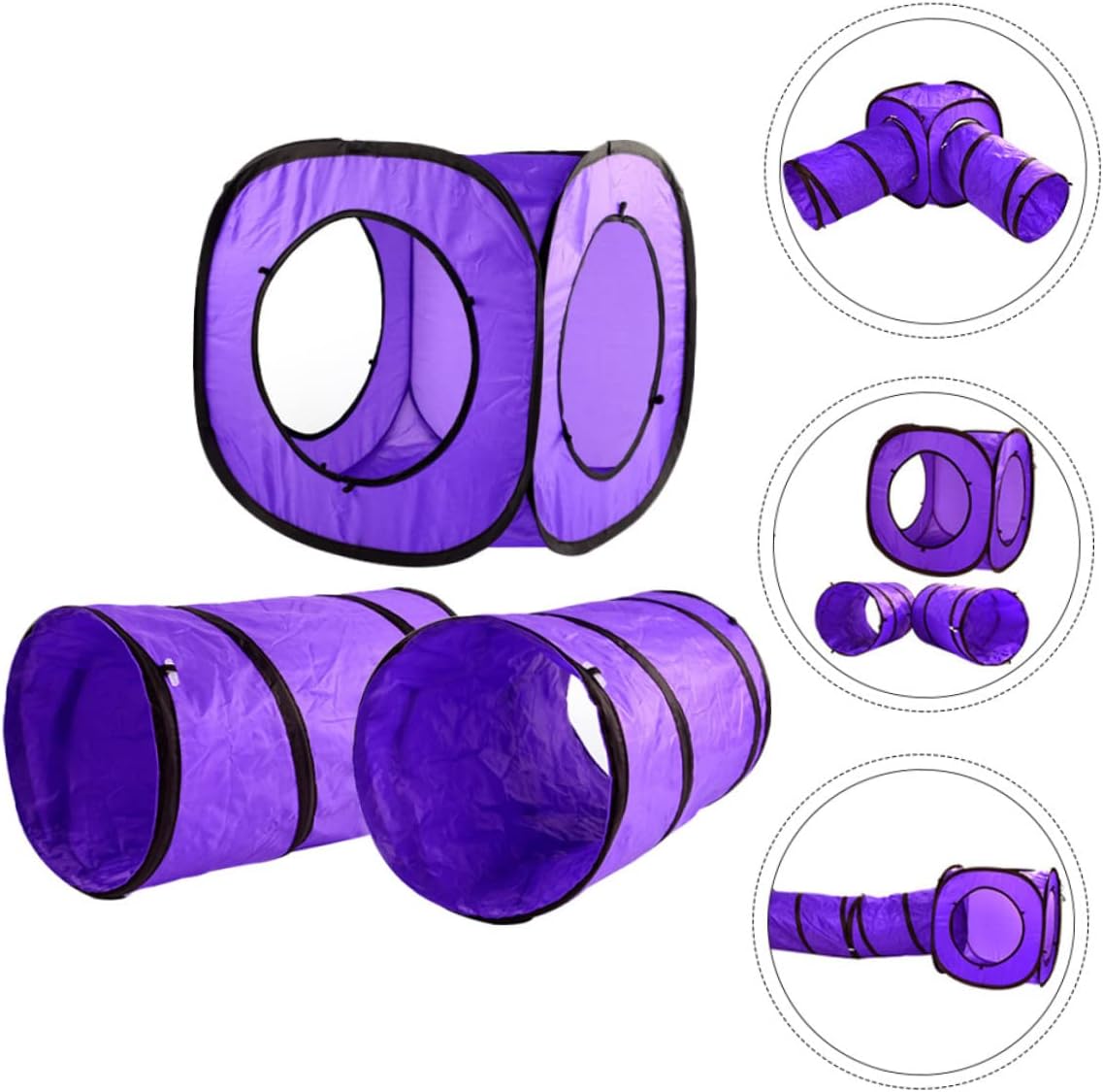 3pcs Collapsible Cat Tunnel Set Interactive Play Tube for Kittens and Cats Durable Tear-Resistant Easy Storage for Indoor Pets