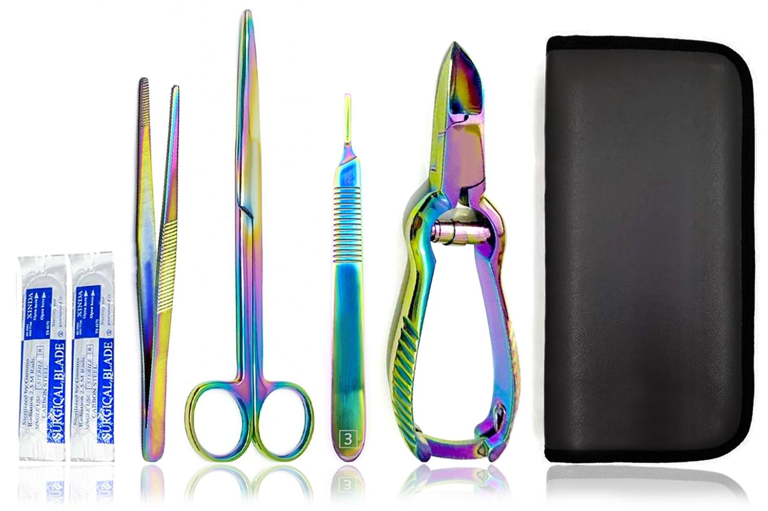 MuskalMed 10 Pcs Multi Rainbow Color Coral FRAG Propagation FRAGGING Set KIT Reef DIY Hard Soft Live Tools Kit Black Case