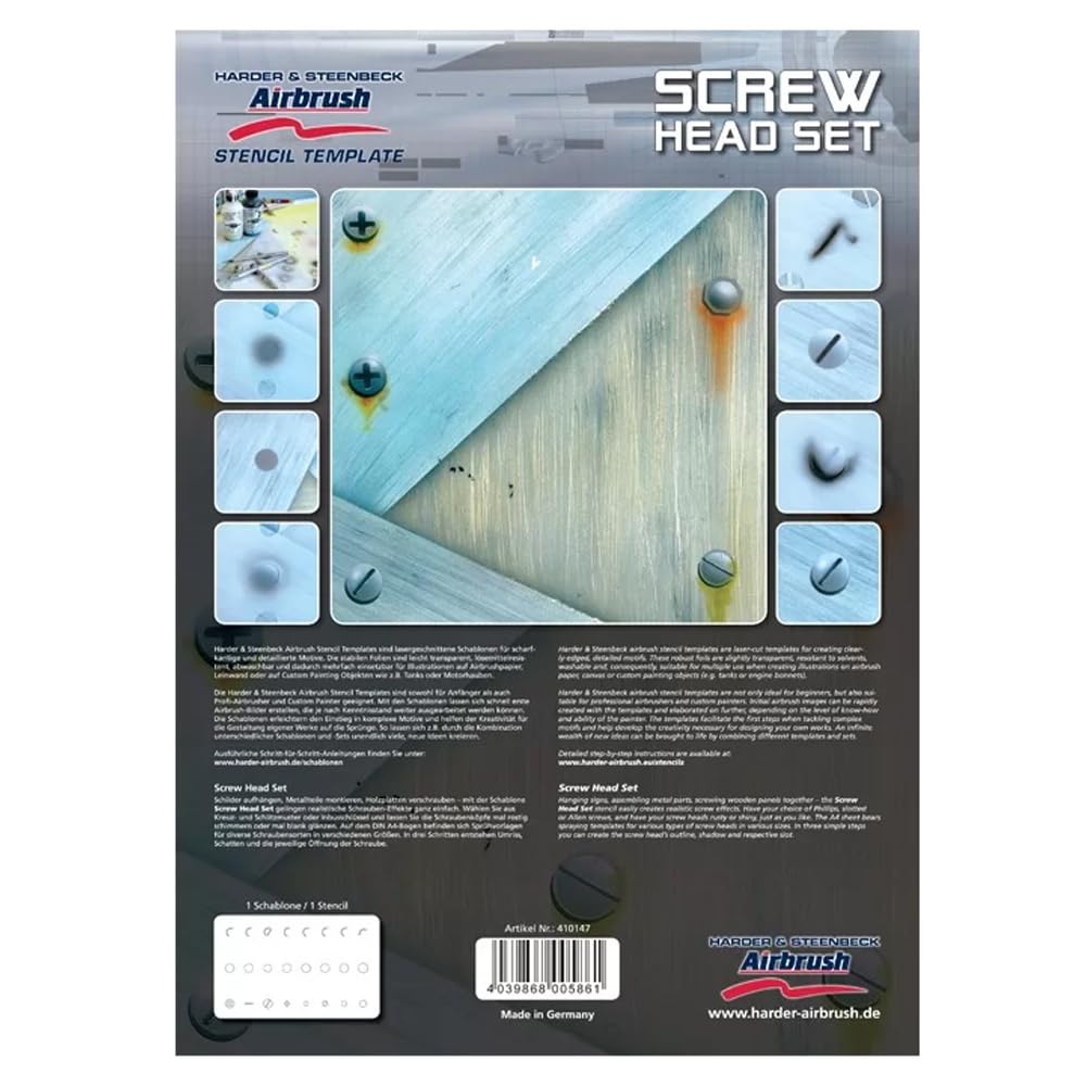 HARDER & STEENBECK AIRBRUSH STENCILS - SCREW HEAD SET