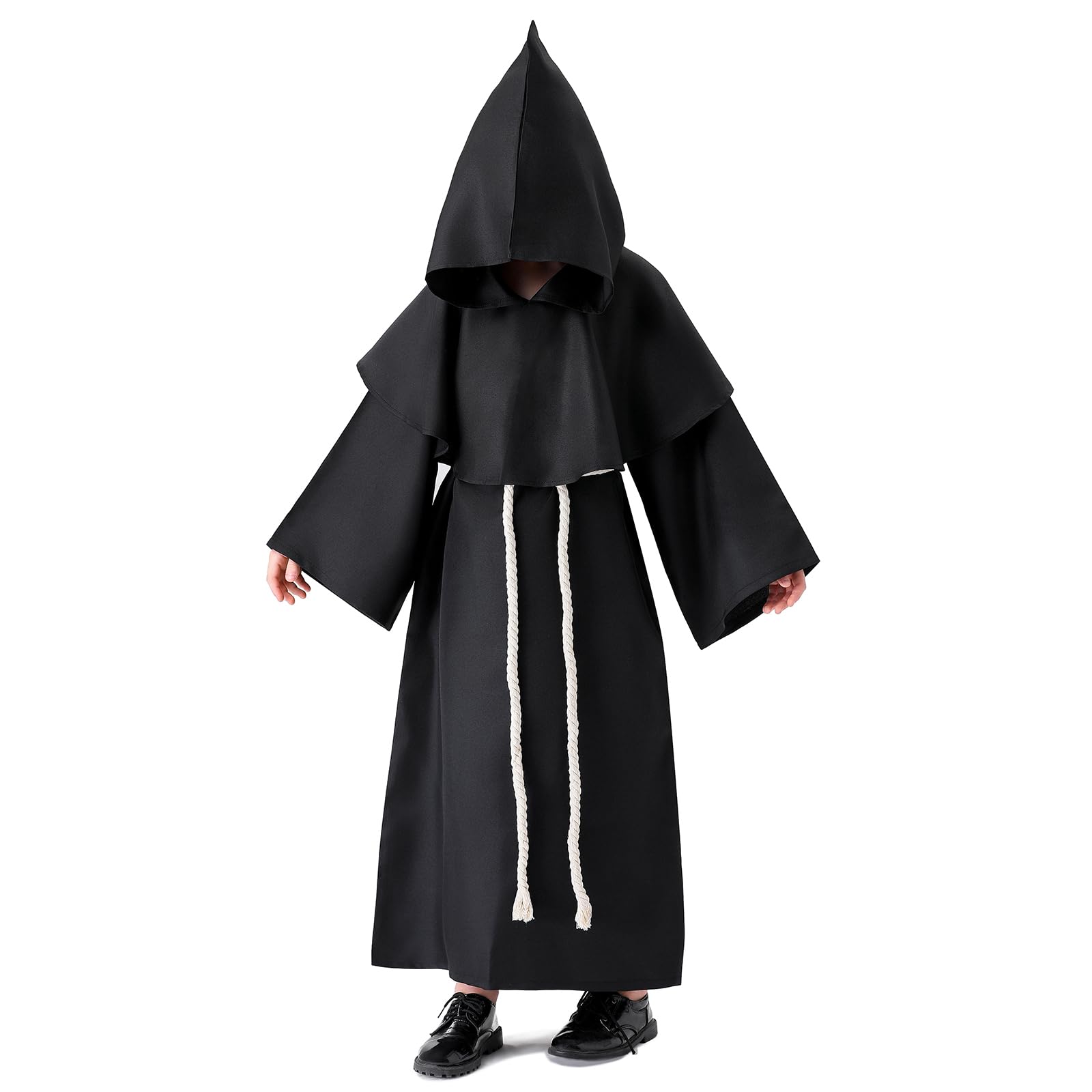 Banchif Costume Bambino Medievale Halloween Bambino Costume Monaco Sacerdote Accappatoio Costume di Carnevale da Bambino Con Cappuccio e Monaco Medievale