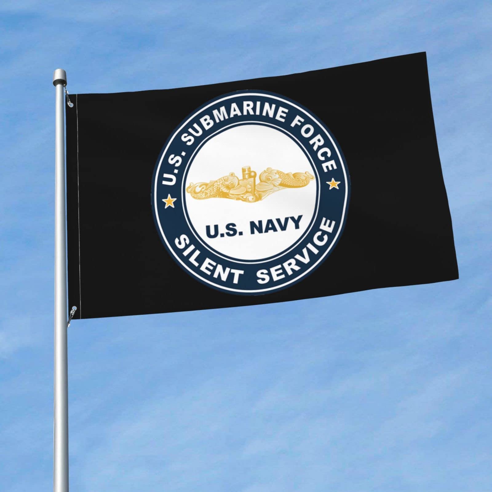 Us-Submarine-Force-Silent-Service-Gold-Dolphins Flag 3x5 Ft Banner Flags Outdoor Garden Flag Home House Decor Flags