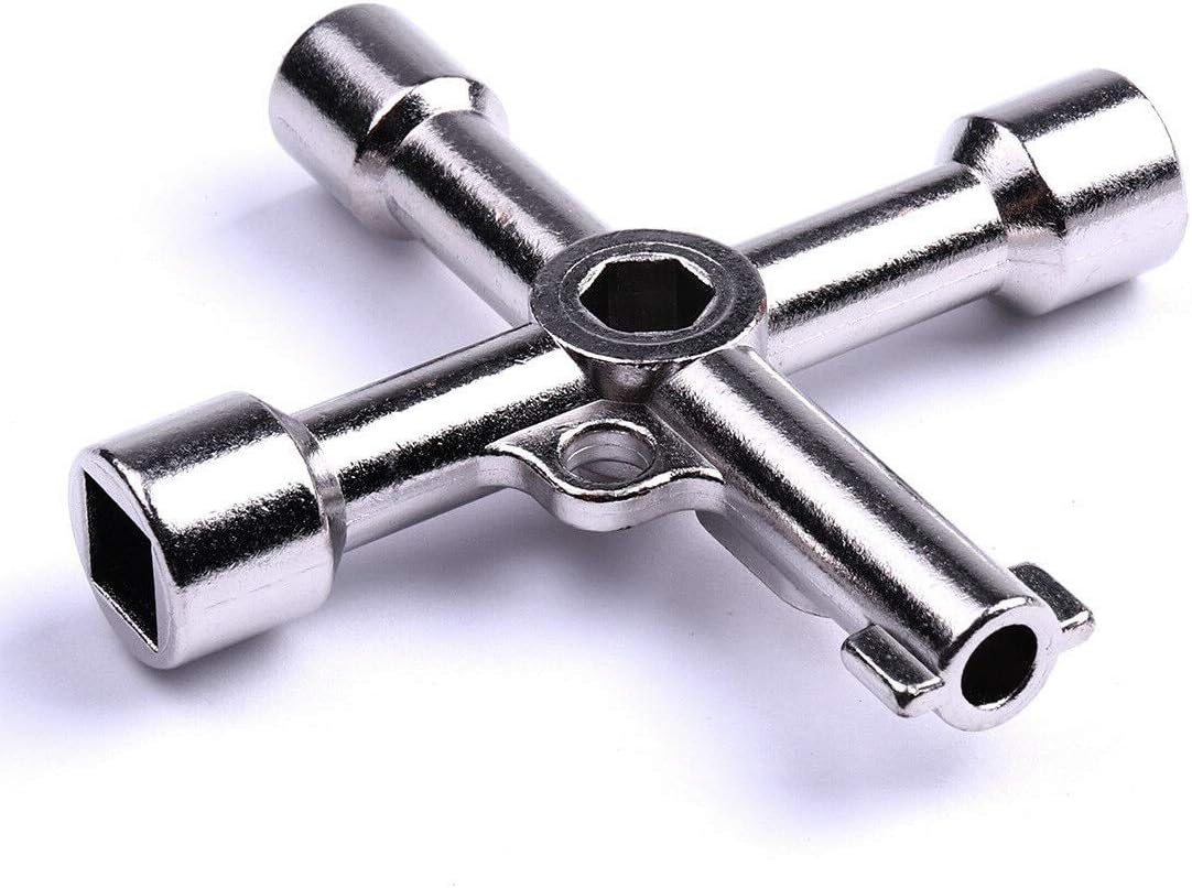 4 Way Alloy Triangle/square 4 in 1 Service Utility Cross Triangle/square Water Key for Train Electrical Elevator Cabinet Valve