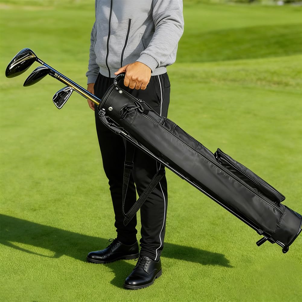 Borsa da golf da uomo: leggera 2,2 lbs, 3 tasche, supporto stabile e tracolla, ideale per Driving Range e corsi