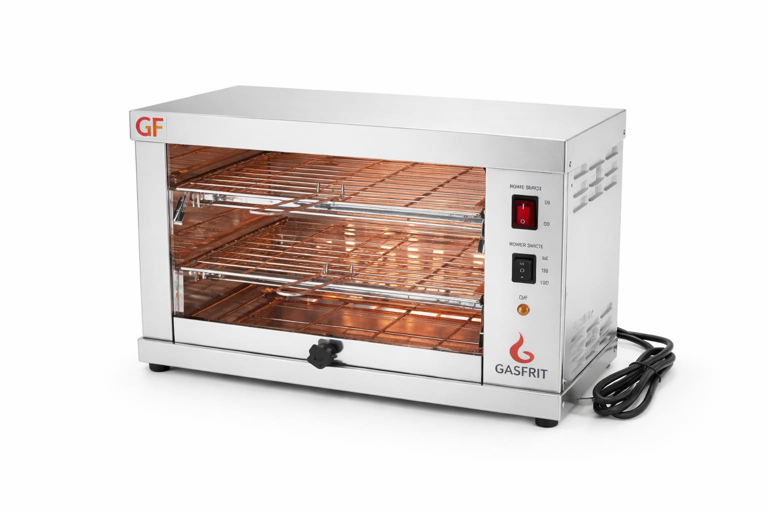 Grille-pain électrique industriel à quartz 2 étages, 3000 W, acier inoxydable, grille et plateau ramasse-miettes amovibles, usage professionnel hôtellerie