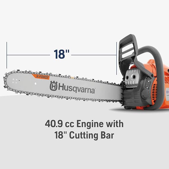 Husqvarna 440 Gas Chainsaw, 40-cc 2.4-HP, 2-Cycle X-Torq Engine, 18 Inch Chainsaw with Smart Start, For Wood Cutting and Tree Trimming, 970612318