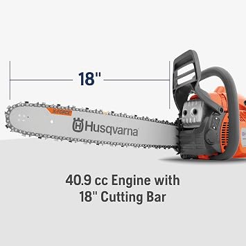 Husqvarna 440 Gas Chainsaw, 40-cc 2.4-HP, 2-Cycle X-Torq Engine, 18 Inch Chainsaw with Smart Start, For Wood Cutting and Tree Trimming, 970612318