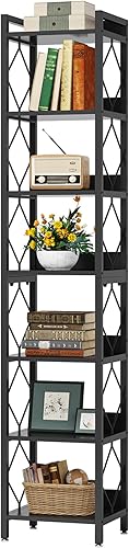 Miniatura 7 de Tribesigns Estantería estrecha extra alta de 78.7 pulgadas, estantería delgada de 7 niveles para espacios pequeños, estantes de exhibición