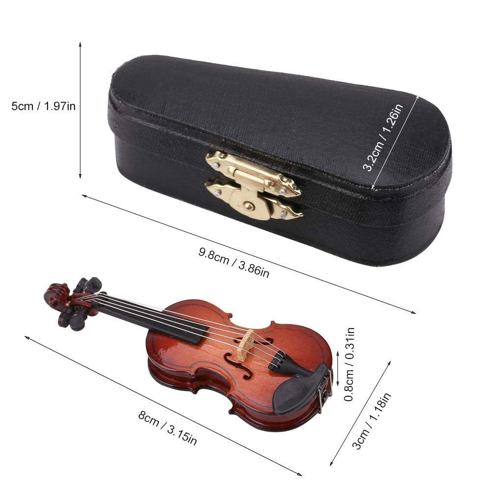 Miniaturowy skrzypce, model skrzypiec z futerałem, akcesoria do domu dla lalek, Mini instrument muzyczny dekoracja prezent