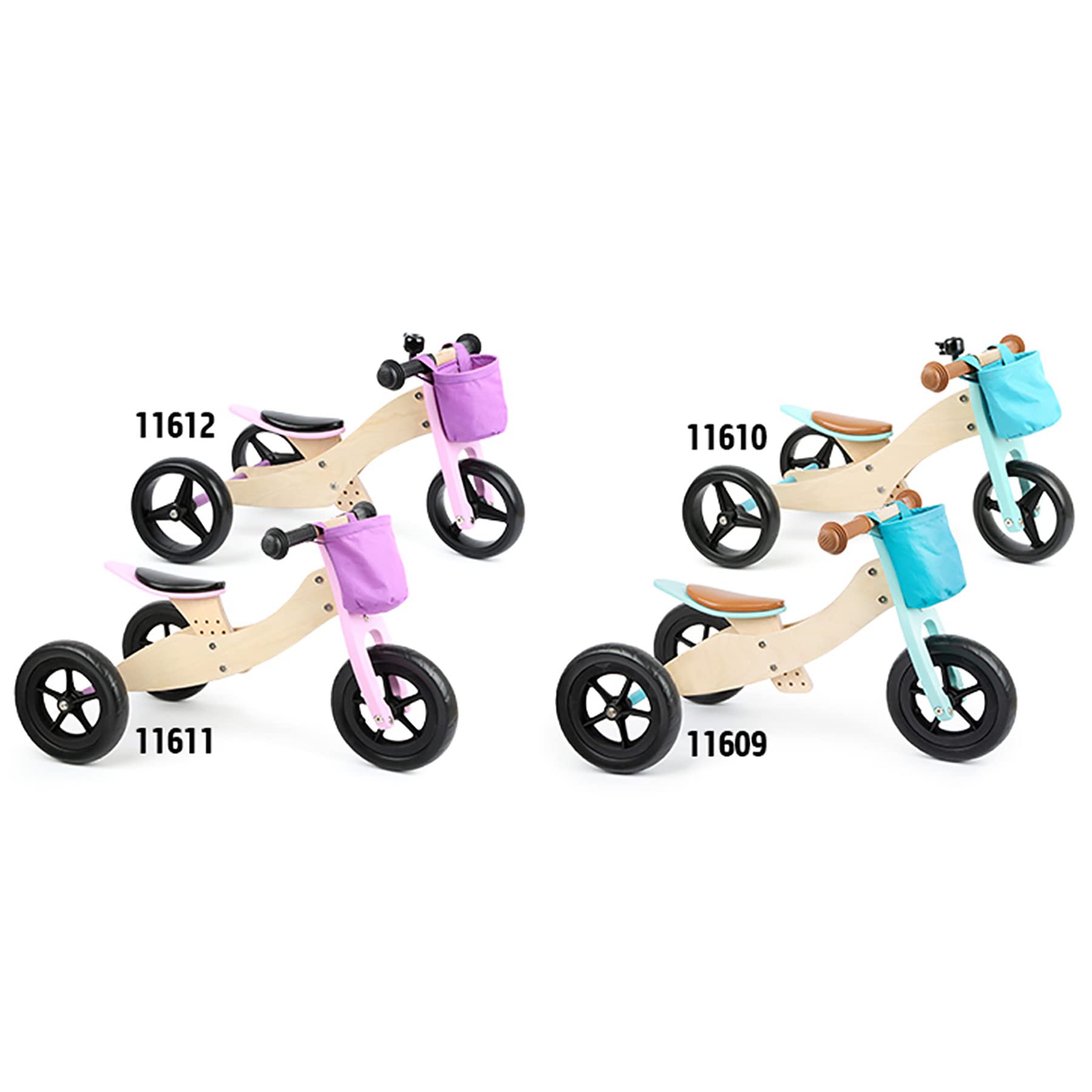 Small Foot 11612 Triciclo - Bicicleta 2 en 1, Rosa, de Madera, con Asiento Ajustable y neumáticos de Goma