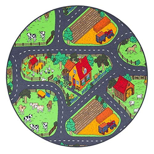 Snapstyle Kinder Spiel Teppich Bauernhof Grün Rund in 7 Größen – Bild 6