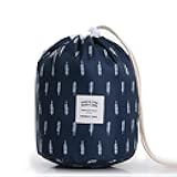 INVODA Cosmetic Bag Barrel Makeup Bag for Women and Girls Portable Drawstring Toiletry Bag Soft Collapsible Toiletry Bucket Bags Multifunctional Organizer Storage Pocket