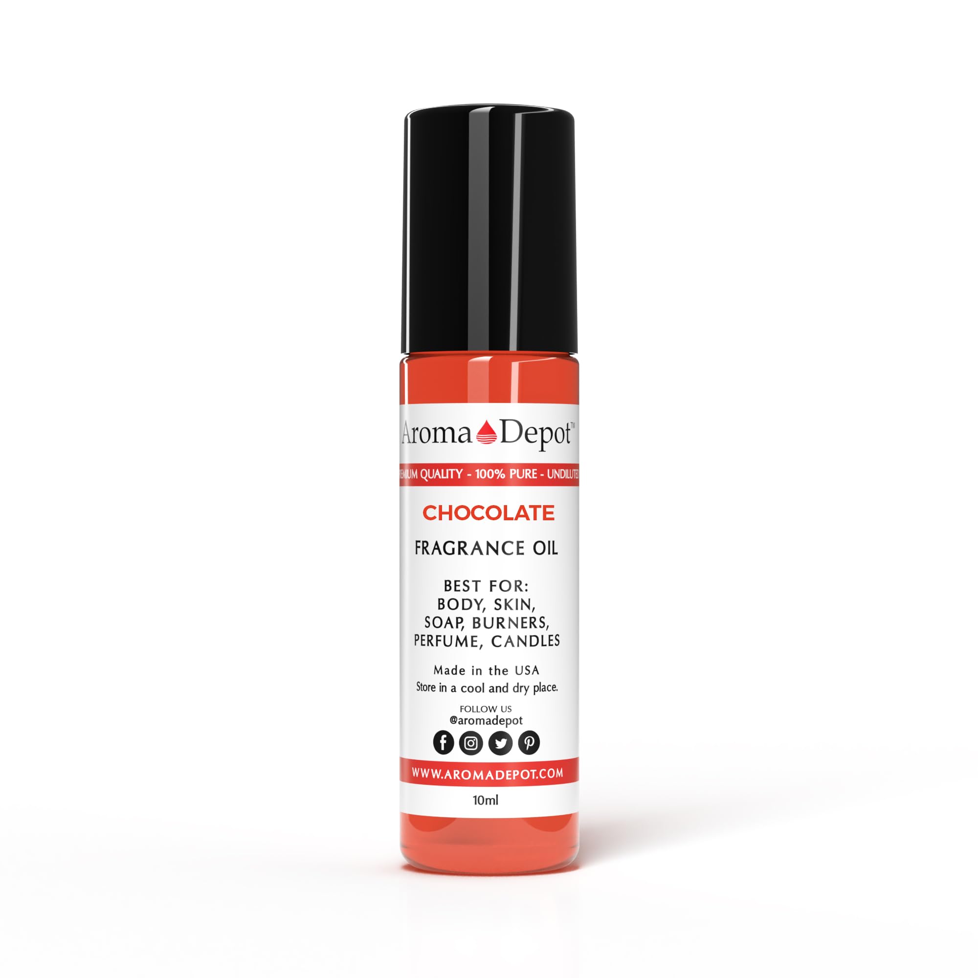 Aroma Depot Chocolate Fragrance Oil 10ml Perfume Skin Oil, Scented Oil, is Great for Candles, Bath Bombs, Body Butters, Creams &amp; Lotions. Few Drops in the Diffuser, Burners, or Warmers.