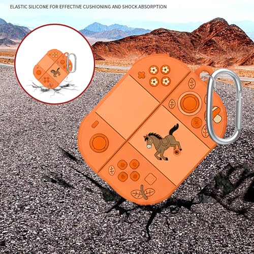 Image of Anvique Silicone Case Cover for Oneplus Nord Buds 4 Pro, Scratch Resistance, Shock Absorption, with Premium Carabiner (Horse Orange)