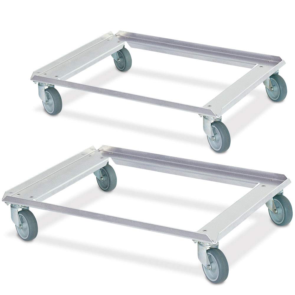 2 ruedas de transporte de aluminio para recipiente, 800 x 600 mm, capacidad de carga 250 kg