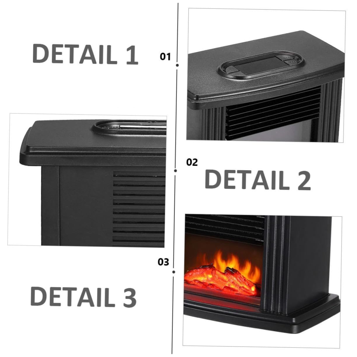 Stufa Elettrica con Effetto Fiamma Simulata Termoventilatore da Fiamma per Riscaldamento Silenzioso e Pulito Adatto per Appartamenti e Camper