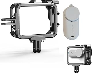 LICHIFIT Aluminum Alloy Frame Cage + Camera Silicone Cover for Insta360 GO 3 Action Pod Protective Frame Case Housing Metal Bezel with Two-prong Mount Accessories
