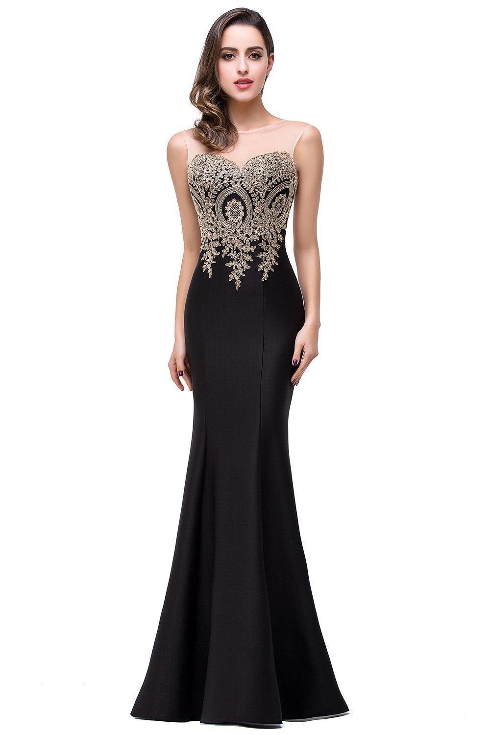 BABYONLINE D.R.E.S.S. Robe de soirée Bal Cérémonie Forme Fourreau Longue au Sol sans traîne avec Dentelle Applique en Tulle