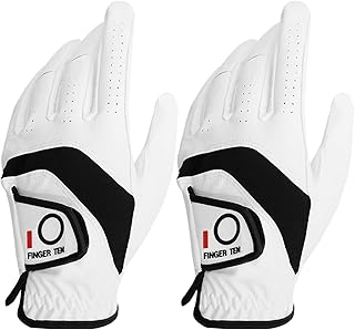 AMRTA Golf Gloves Men Left Hand Leather Right Hand Value 2 Pack for Left Handed Golfer and Right Handed Golfer Non-slip Golf Gloves