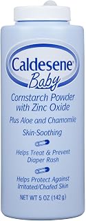 Caldesene Baby Corn Starch Powder 5oz with Zinc Oxide - Diaper Rash Treatment & Prevention