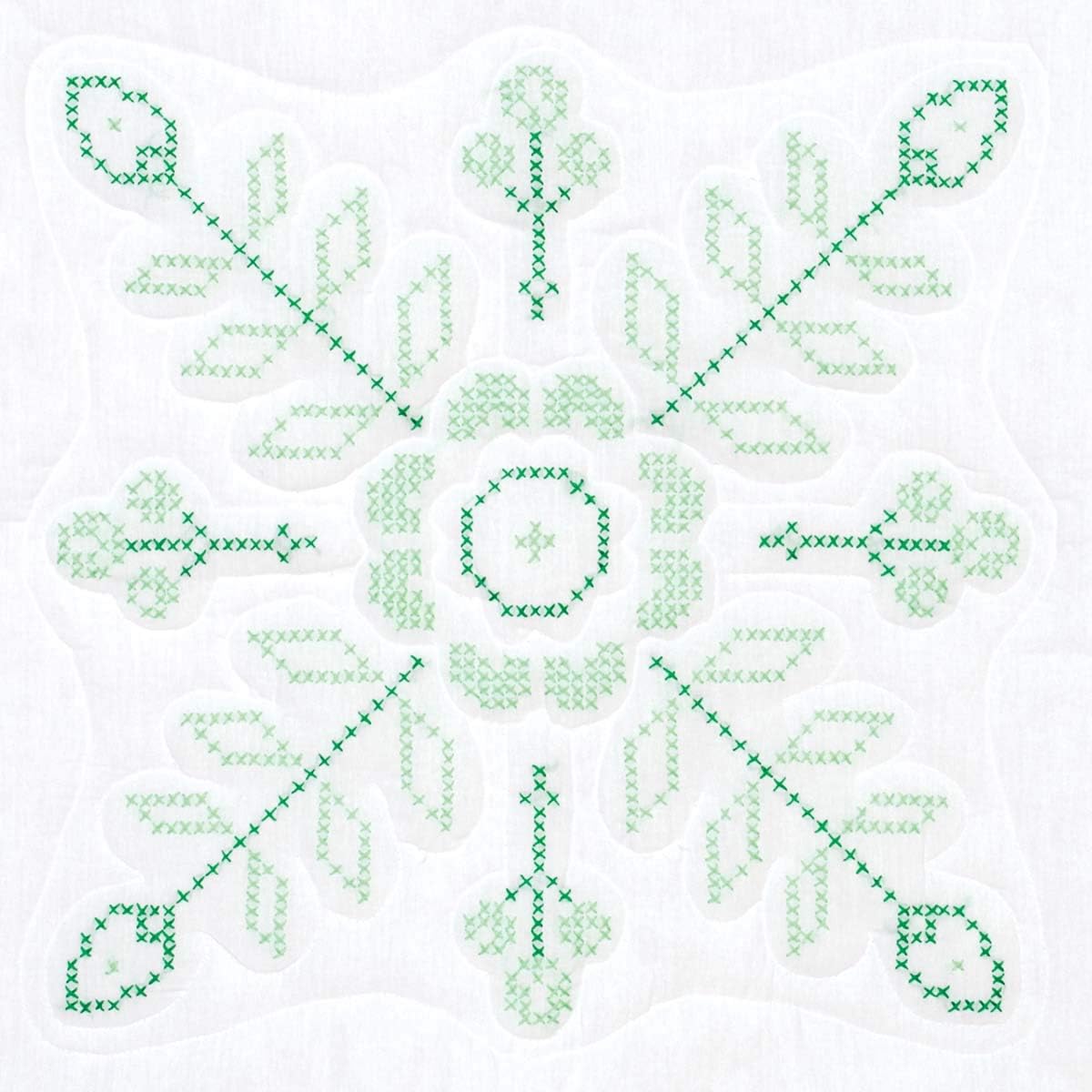 Jack Dempsey Needle Art XX Floral Quilt Block, white