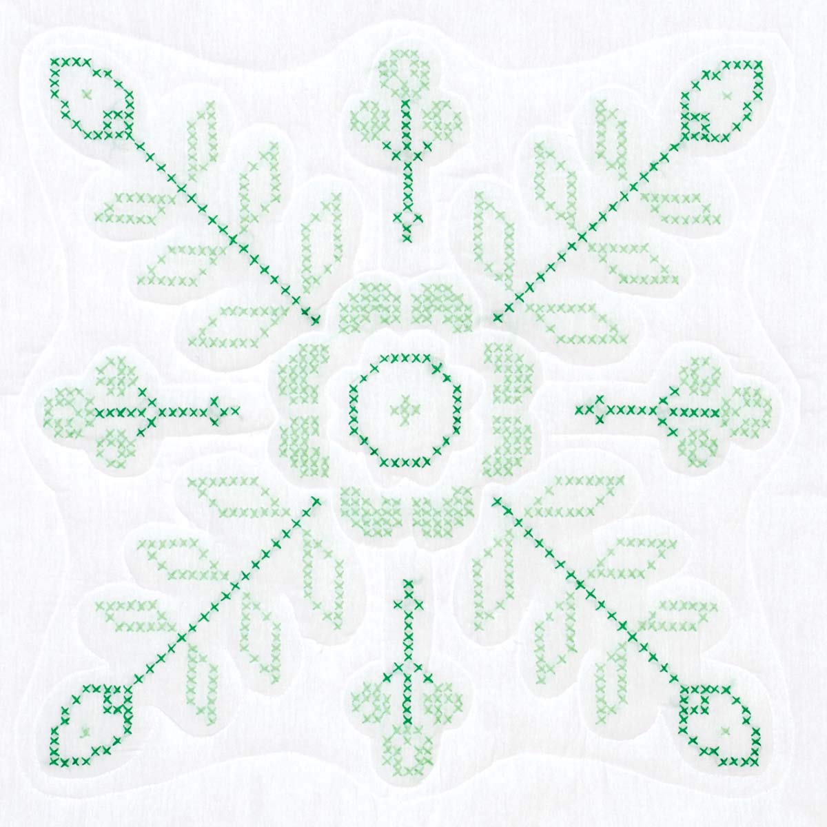 Jack Dempsey Bloc de broderie au point de croix Motif tulipes Blanc