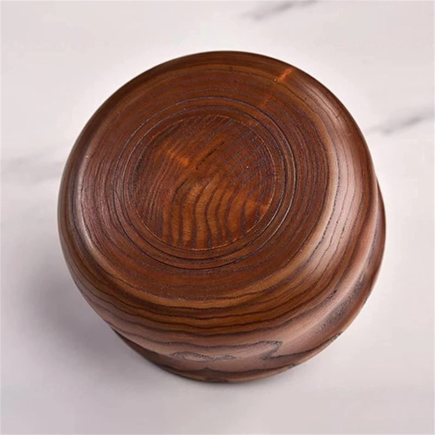 Drewniana miska na owoce z pokrywką, miska na sałatkę i zupę do zastawy stołowej z ryżem, idealna do użytku domowego i hotelowego, 18 x 7,5 cm, trwała drewniana konstrukcja