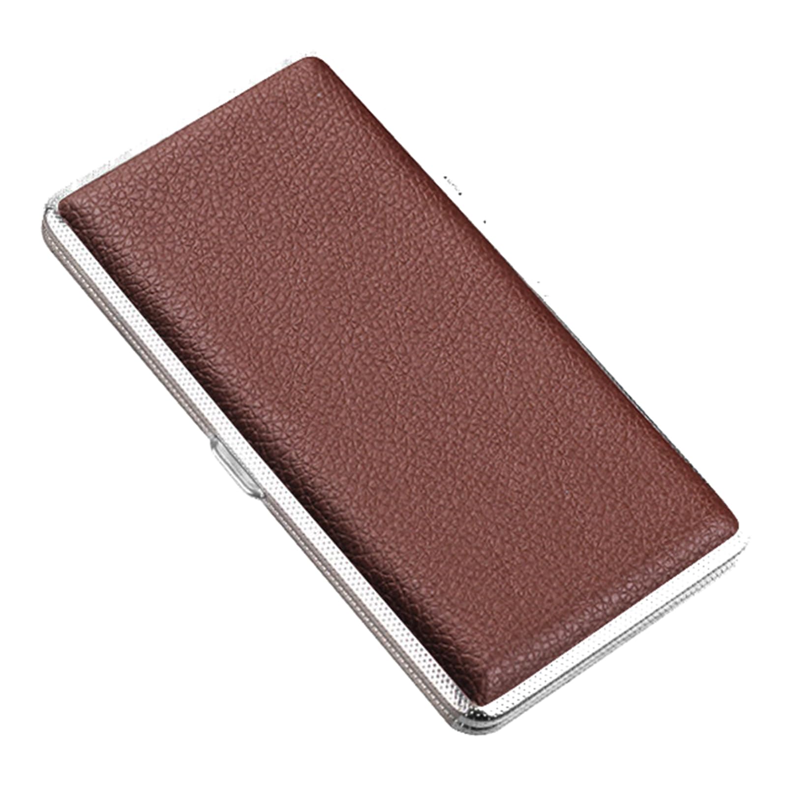 ATAVSADN Cigarette Case Leather Cigarette Box Metal for 14 120mm Cigarettes Cigarette Box for Men And WomenBrown,One Size