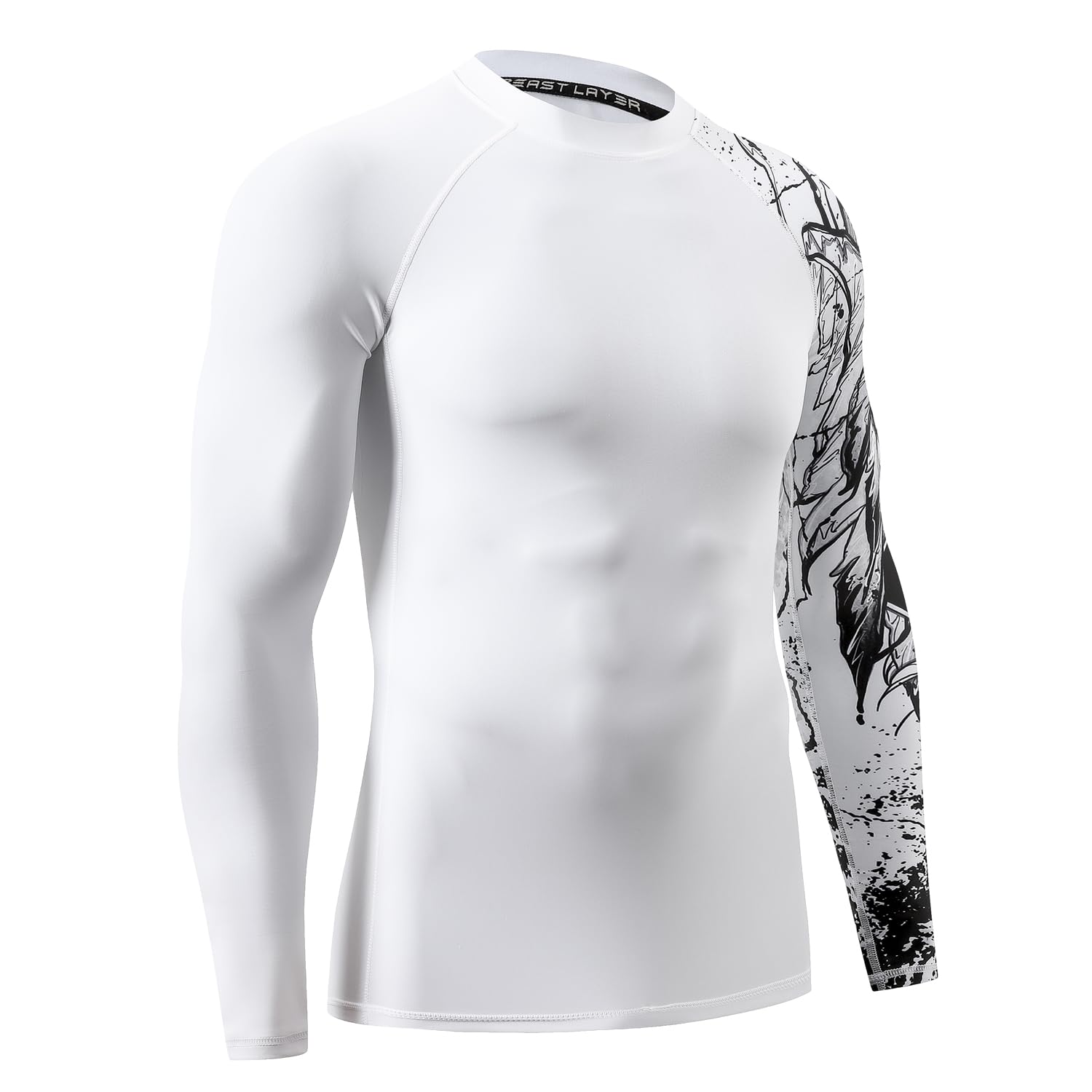 HUGE SPORTS Rashguard Homme Haute de Combinaison en Tissu très élastique spéciale Manches Longues Protection Solaire UV (UPF) 50+
