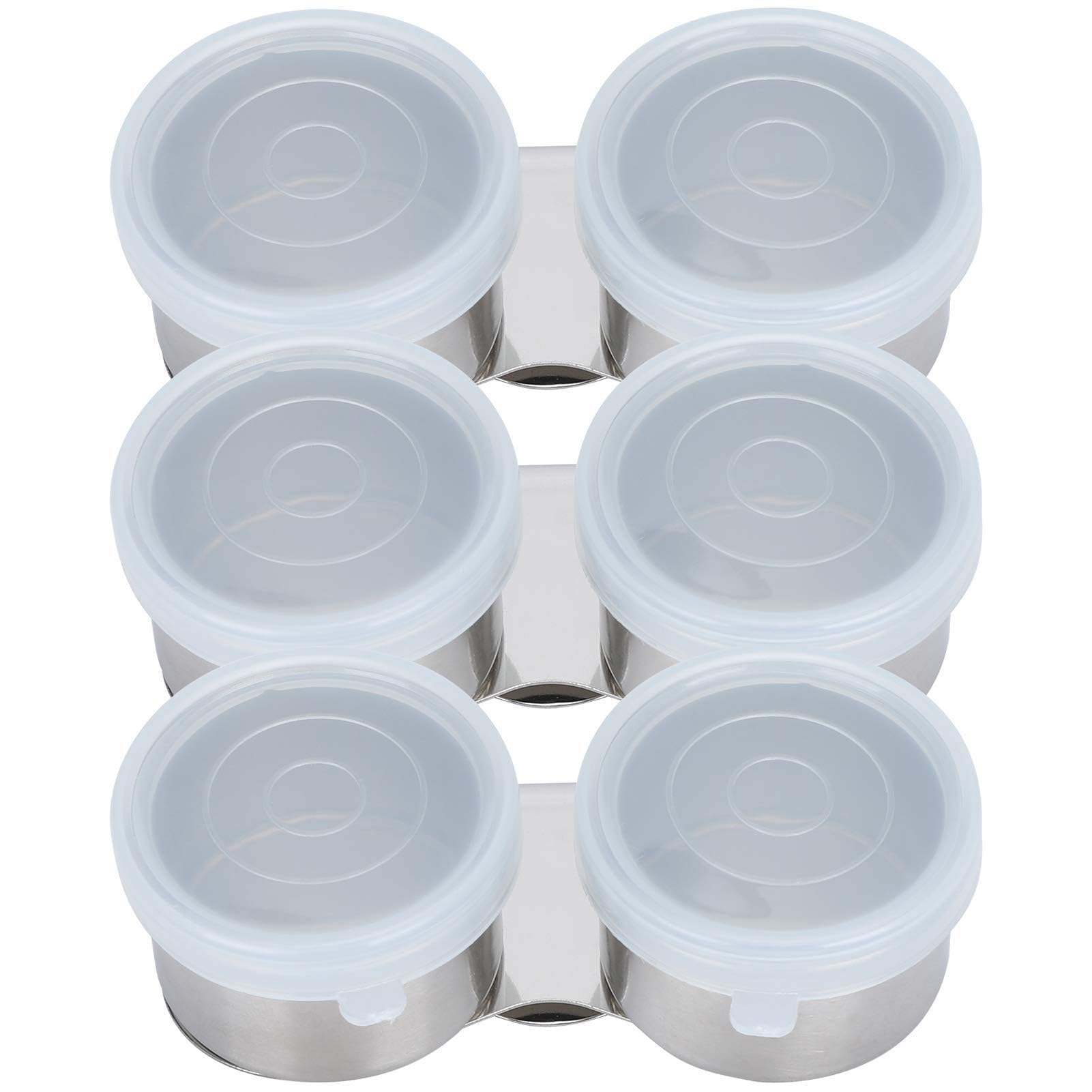 Pssopp Defult 3Pcs Stainless Steel Palette Cup Large Mouth Double Dipper Oil Container With Lid And Clip For Acrylic Or Watercolor Oil Painting