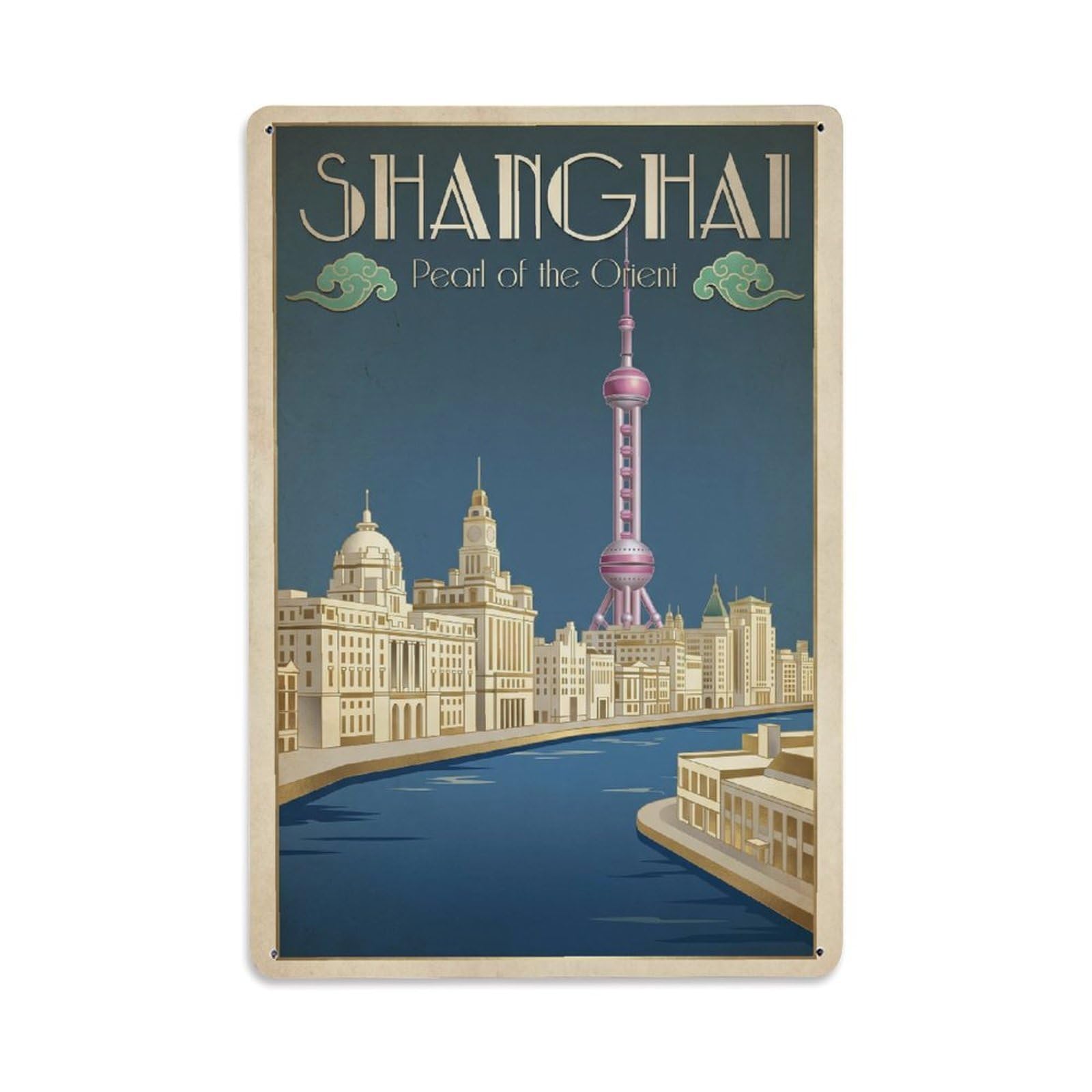 Gead 8X12inch Style Travel Retro China Shanghai Metal Tin Sign