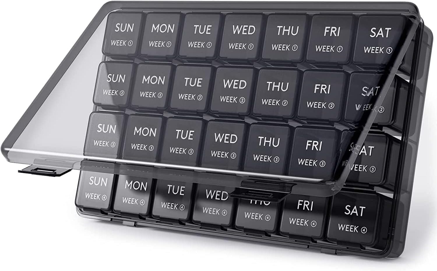 Aputue 28 Day Pill Box, Large 4 Weeks One Month Pill Cases with Dust Proof Container, Monthly Pill Organizer 28 Day Organized by Week, Medicine Organizer for Vitamin, Pills, Fish Oil and Supplements