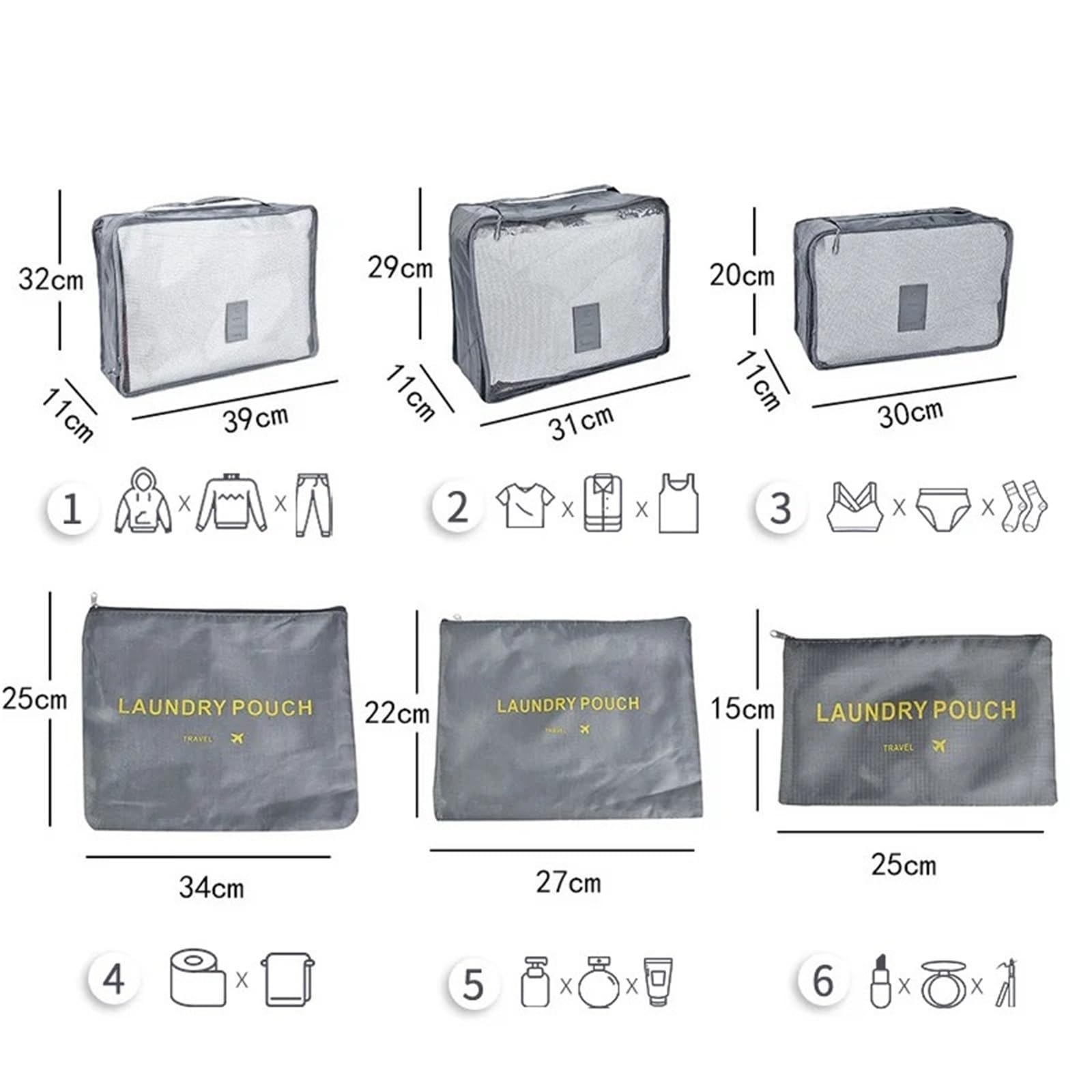 6 pezzi di cubi da viaggio for organizzare valigie, organizer for vestiti, organizer da viaggio, pieghevole, a compressione, for riporre i bagagli. Per Risparmiare Spazio Nella Valigia
