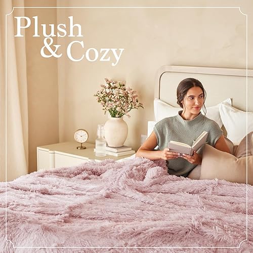 Miniatura 6 de The Connecticut Home Company - Manta reversible de felpa suave y sherpa, 70 x 60 pulgadas, manta gruesa y cálida para cama, cómoda, lavable y