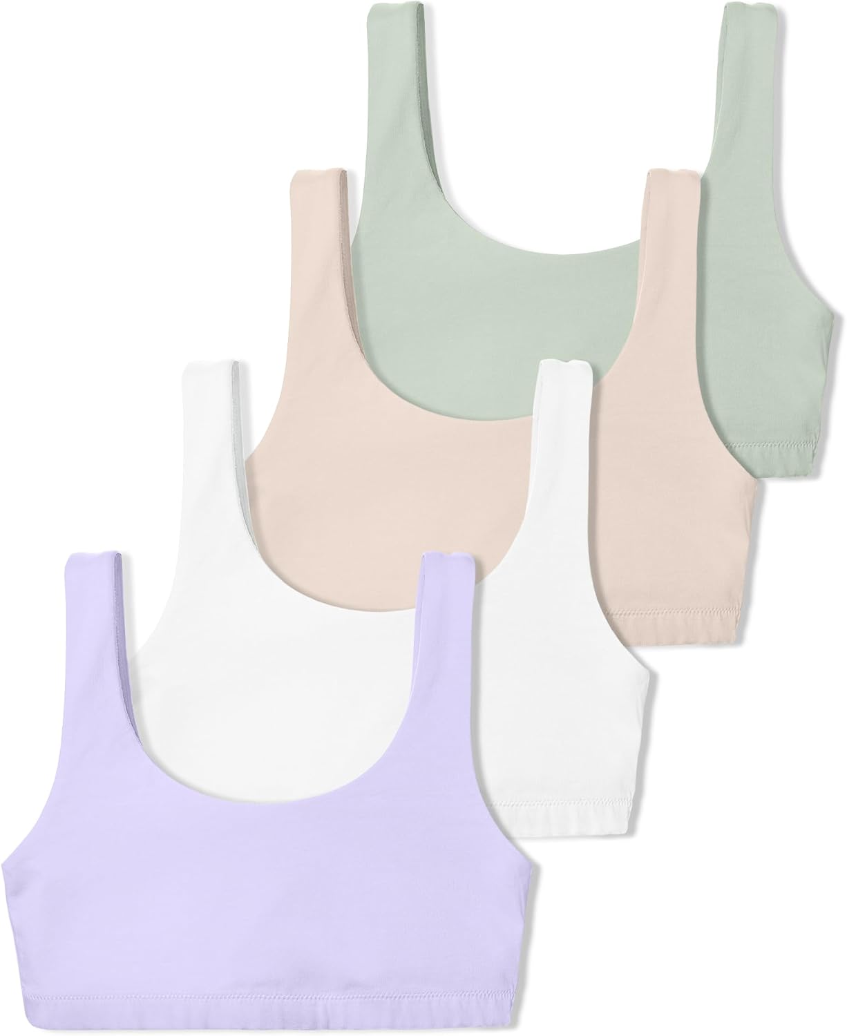 SALIA GIRL Soft Cotton Scoopneck Girls Bras, Stretch Bralettes for Teen 10-14 Natural Shaping Training Bra with Elastic Band