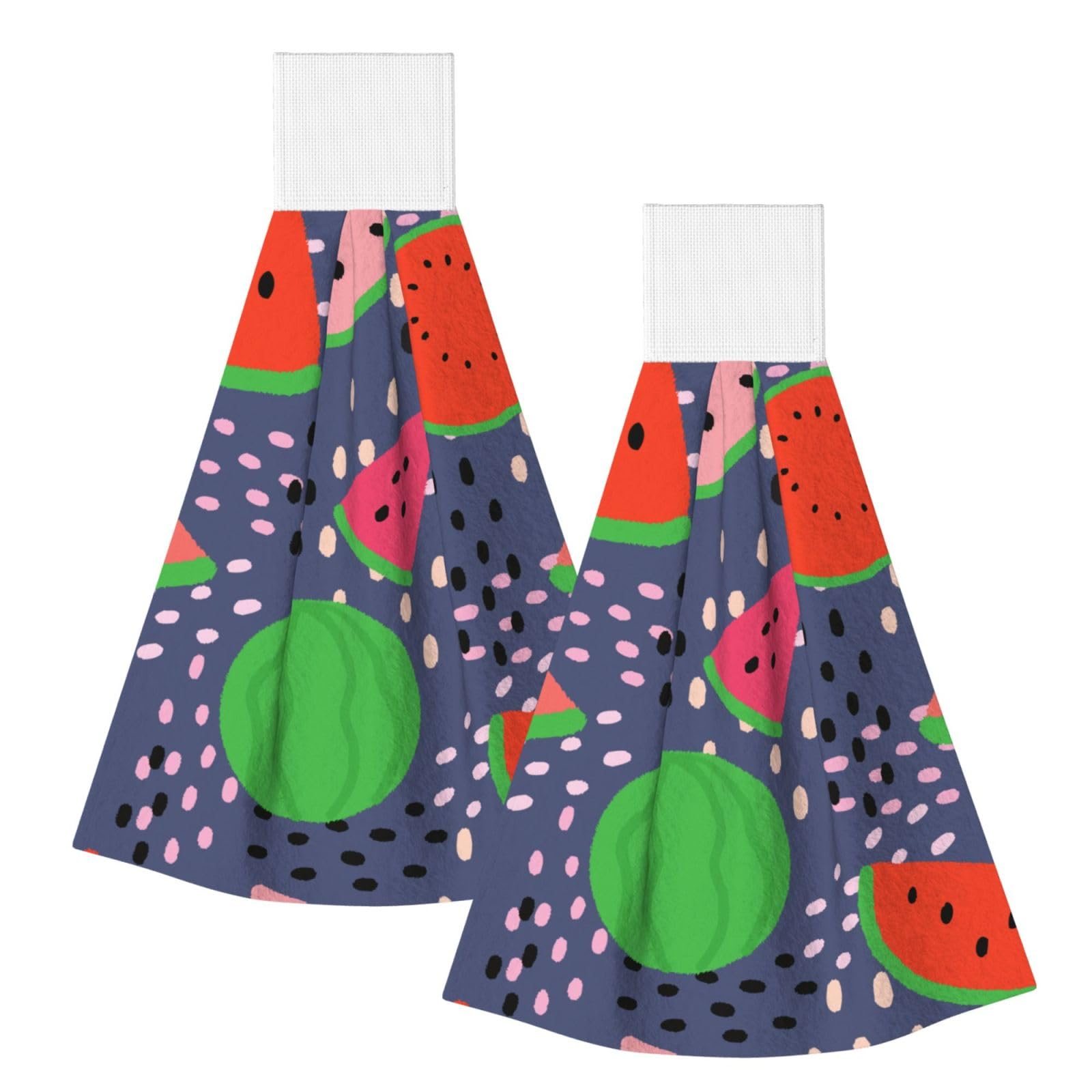 DOPKLNA Summer Fruit Watermelon Design, 2 Pcs Hanging Coral Fiber Hand Towels for Bathroom, Absorbent Kitchen Towels