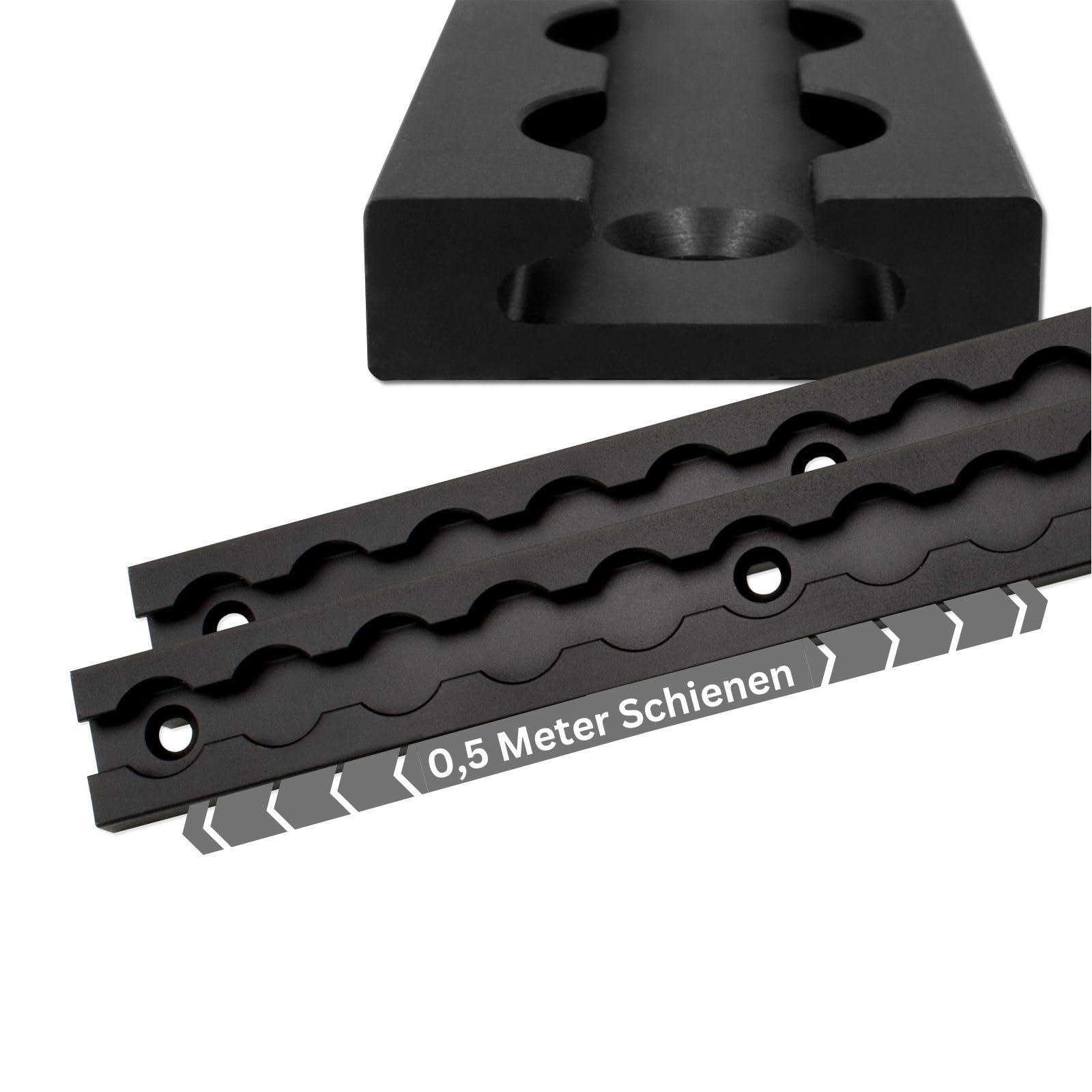 Rail D'Arrimage Aluminium Carré Noir 2 M (1975 Mm) – Anodisé, Avec 2 Œillets Et 2 Embouts, Pour Remorques, Voitures, Fourgons