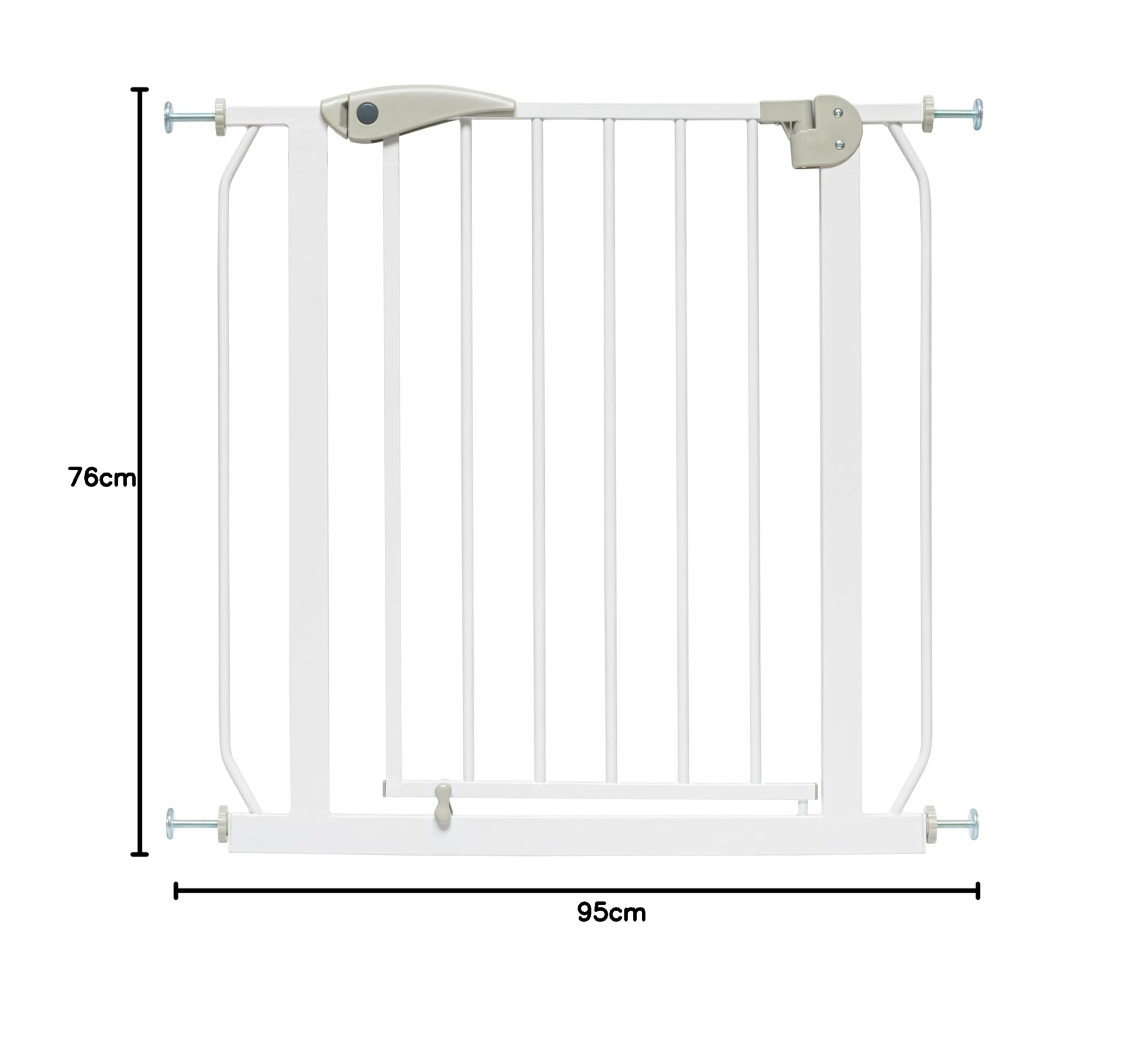 IB STYLE Türschutzgitter Berrin 95-105 cm - Treppenschutzgitter für Kinder, zum Klemmen, Gittertür, Ohne Bohren, Weiß Grau