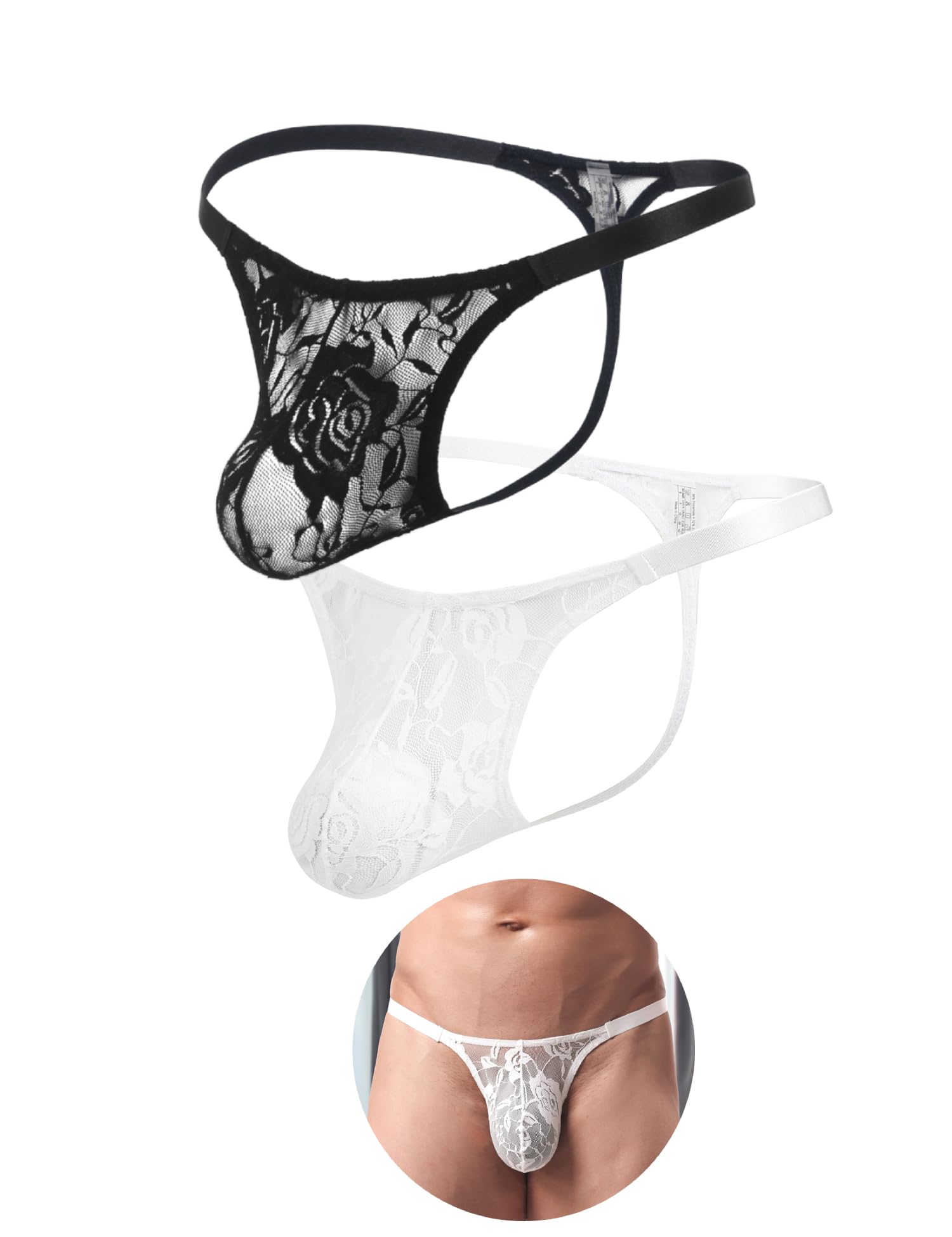 Sexy Outfit Tanga para Hombre Ropa Interior con Bolsa abultada Correas de suspensorio Sexy para Hombres Tangas de Tiro bajo Tanga Lencería con Espalda en T Suspensorio Trajes Mariquita Transpirables
