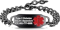 Vista 13 de Pulsera de alerta médica para mujeres y hombres Pulsera médica grabada para hombres Pulseras de identificación médica de acero inoxidable