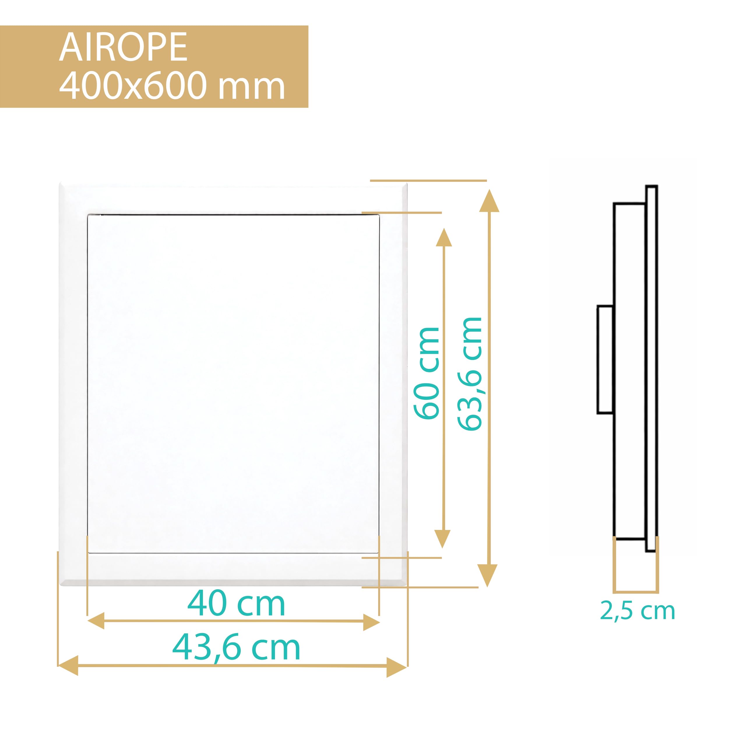 Sportello e Pannello d’Ispezione 400x600 mm in Acciaio Bianco,Sistema di Chiusura con Blocco di Sicurezza,per Soffitto e Parete,Apertura Laterale Sinistra/Destra,Accesso al Contatore Acqua,Bagno,Tubi
