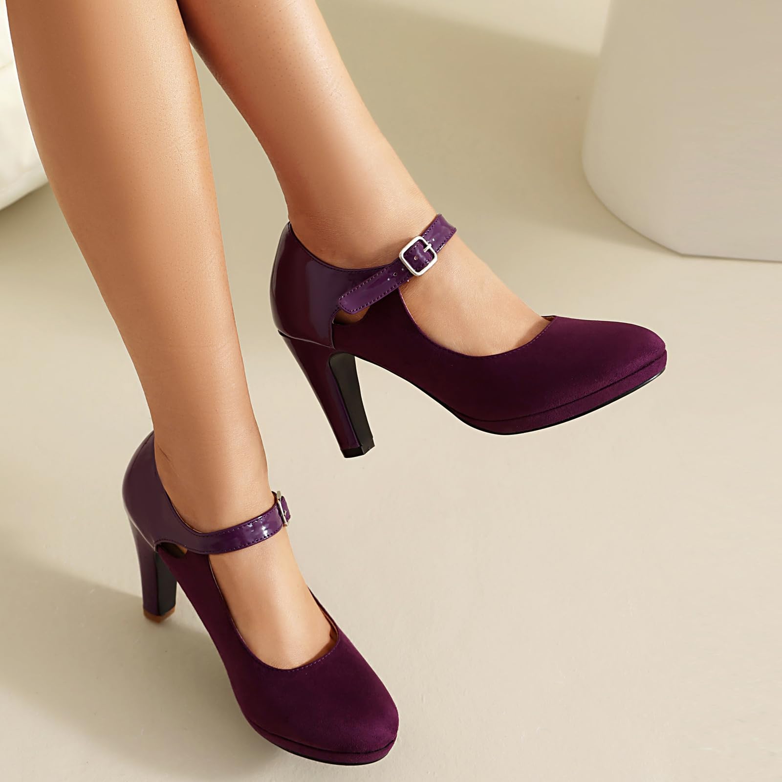 elerhythm Mary Jane - Zapatos de tacón para mujer, estilo retro, con tirantes, estilo vintage, estilo gatsby