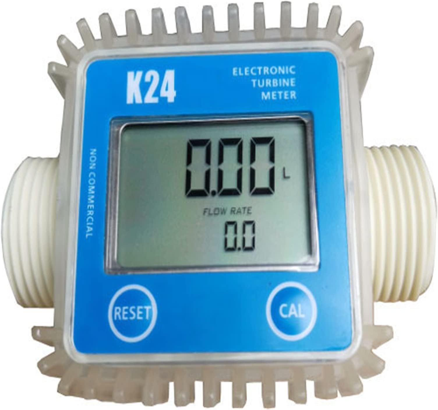 Flow Meter, Digital K24 Flow Meter 1 Inch Vertical/Horizontal Oil Fuel Flow Meter Gauge for Chemicals Liquid Water(Blue Horizontal)