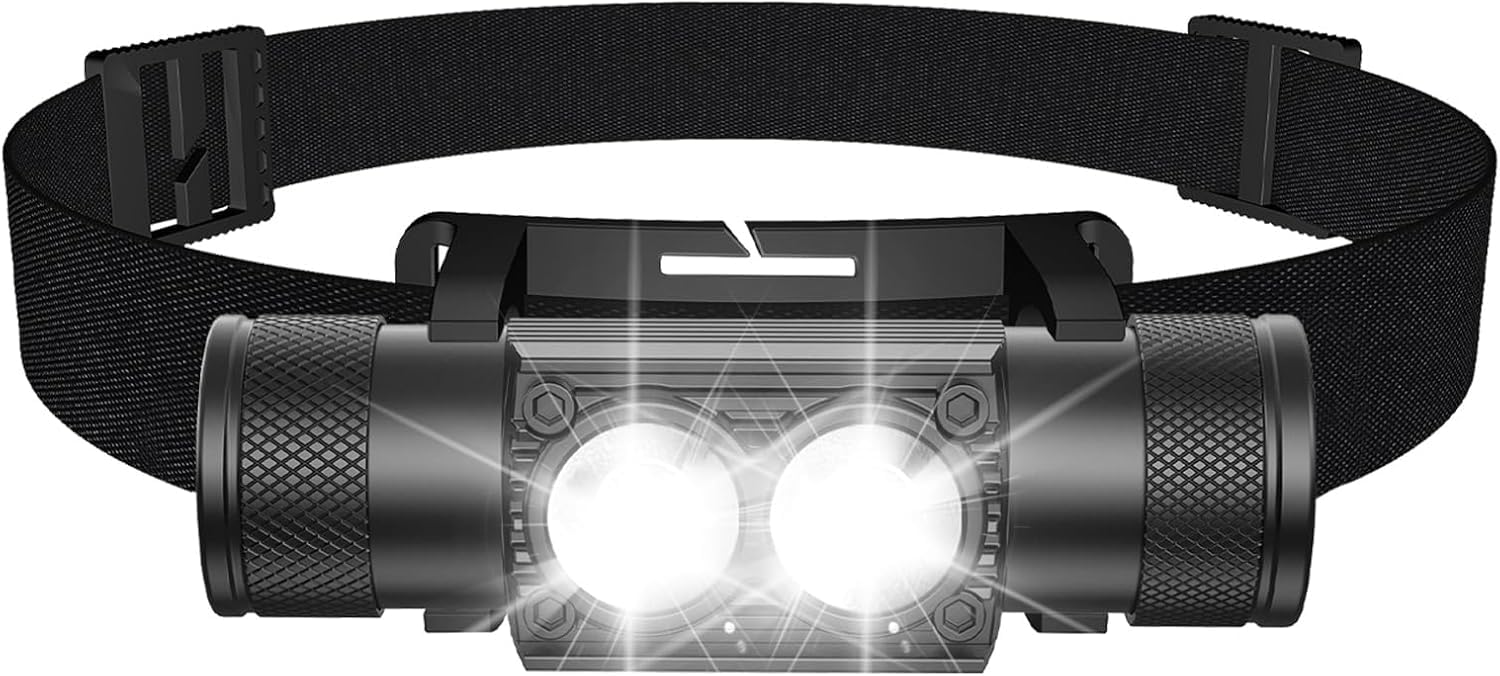 Rechargeable LED Headlamp 1000LM, 2600mAh Hard Hat Light with 6 Modes & Battery Indicator, Lightweight IPX4 Waterproof Head Torch, 180° Adjustable Beam for Camping, Running, Work, Hiking, Fishing-image-47